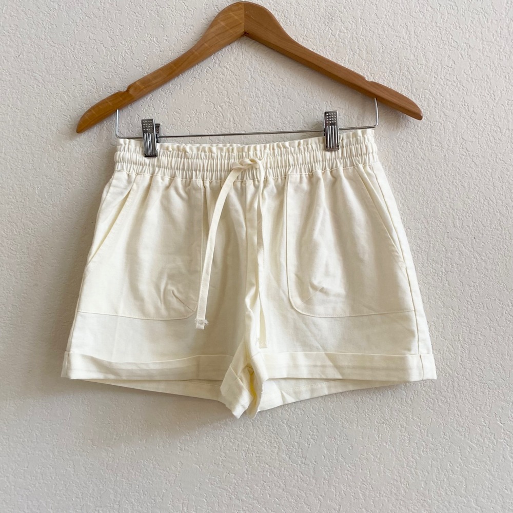 PacSun Cream‎ Linen Blend Drawstring  Elastic Waist Shorts Women Size S